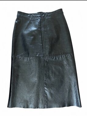 GAP Black Faux Leather Midi Skirt